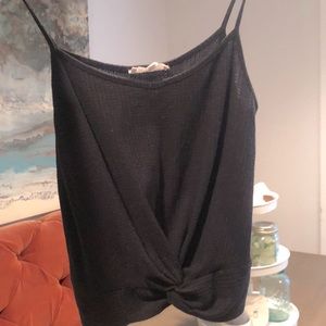 small black tank top with cute front twist detail